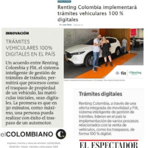 Renting Colombia implementará trámites vehiculares 100 % digitales